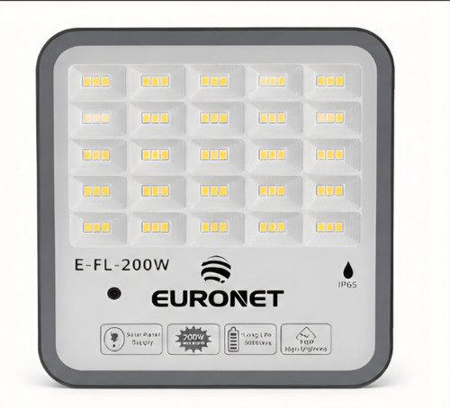 پرژکتور خورشیدی 200 وات EURONET مدل E-FL-200W همراه با پنل خورشیدی
