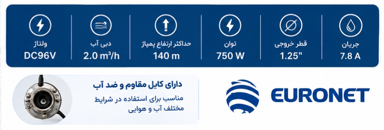 پمپ اب خورشیدی ۷۵۰ وات برند یورونت