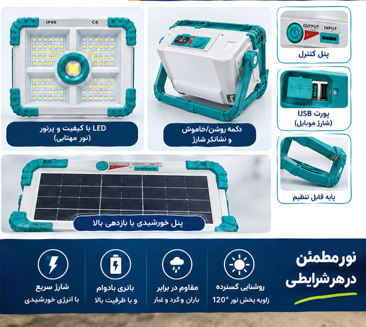پروژکتور خورشیدی مدل ZB-L100