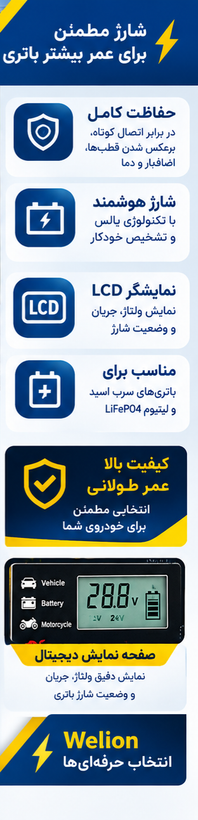 شارژر هوشمند باتری Welion مدل 20-FLA
